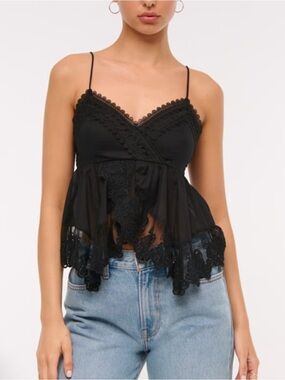 Abercrombie & Fitch Black Lace-Trim Camisole Tank